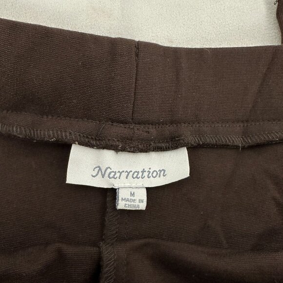Narration Womens Brown Slim-Fit Stretch Pants W/ Gold Button Accents Size M - Picture 4 of 7